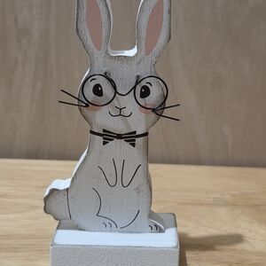 White & Pink Bunny Figurine Home Accent - Charming Rabbit Decor